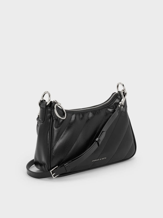 Philomena Crinkle-Effect Chain-Strap Crossbody Bag_Noir