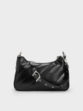 Philomena Crinkle-Effect Chain-Strap Crossbody Bag_Noir