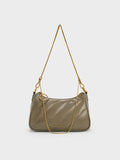 Philomena Crinkle-Effect Chain-Strap Crossbody Bag_Deep Olive
