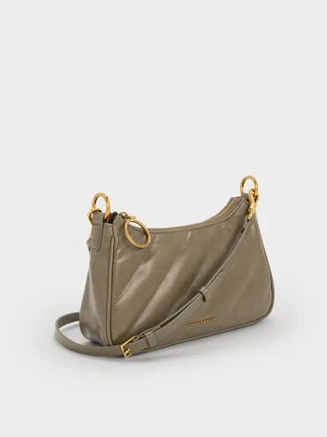 Philomena Crinkle-Effect Chain-Strap Crossbody Bag_Deep Olive