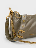 Philomena Crinkle-Effect Chain-Strap Crossbody Bag_Deep Olive