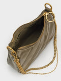 Philomena Crinkle-Effect Chain-Strap Crossbody Bag_Deep Olive