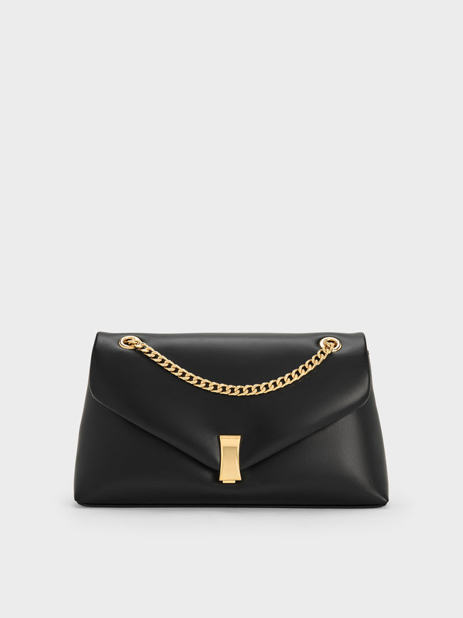 CHARLES & KEITH Women Lilibet Chain-Strap Bag_Black