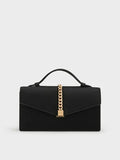 CHARLES & KEITH Women Taisia Satin Chain-Strap Envelope Bag_Black