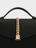 CHARLES & KEITH Women Taisia Satin Chain-Strap Envelope Bag_Black