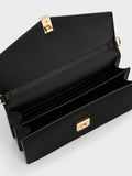 CHARLES & KEITH Women Taisia Satin Chain-Strap Envelope Bag_Black