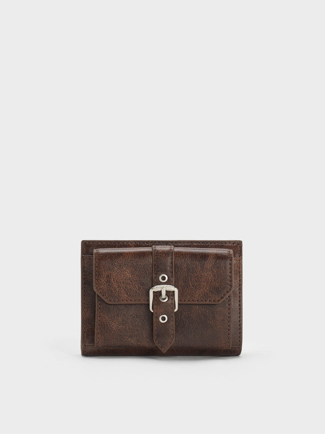 CHARLES & KEITH Women Blaise Grommet-Belt Wallet_Distressed Coffee