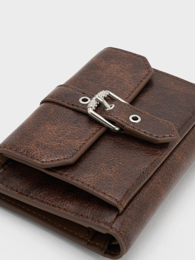 CHARLES & KEITH Women Blaise Grommet-Belt Wallet_Distressed Coffee