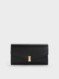 CHARLES & KEITH Women Lilibet Chain-Strap Long Wallet_Black
