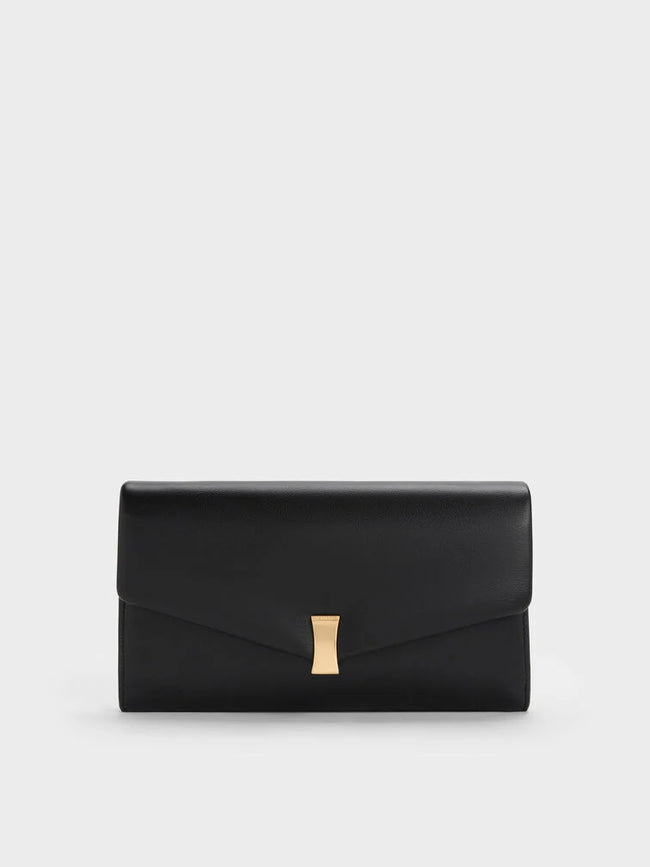 CHARLES & KEITH Women Lilibet Chain-Strap Long Wallet_Black