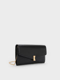 CHARLES & KEITH Women Lilibet Chain-Strap Long Wallet_Black