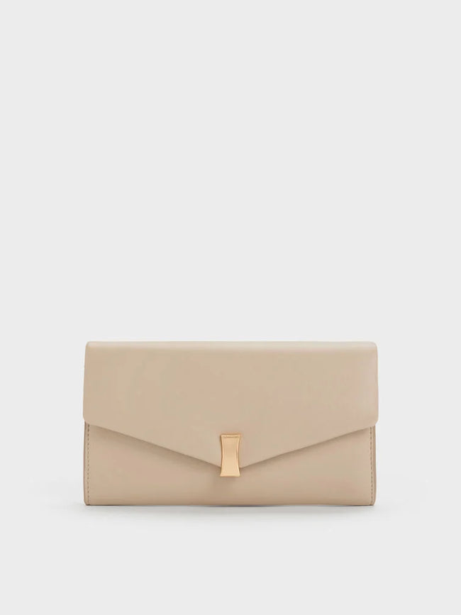 CHARLES & KEITH Women Lilibet Chain-Strap Long Wallet_Dusted Oat