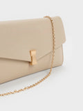 CHARLES & KEITH Women Lilibet Chain-Strap Long Wallet_Dusted Oat