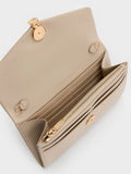 CHARLES & KEITH Women Lilibet Chain-Strap Long Wallet_Dusted Oat