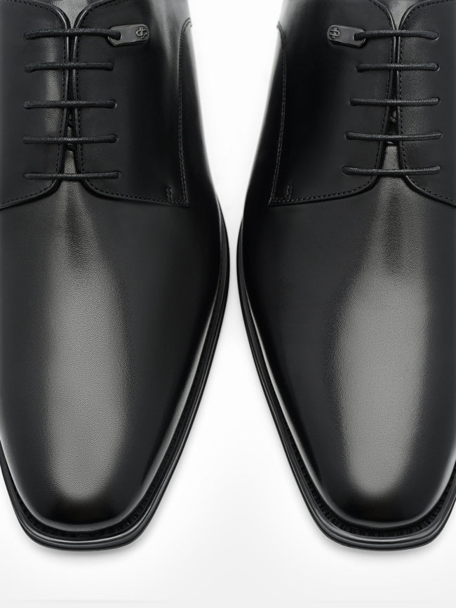 PEDRO Leather Derby Shoes- Black