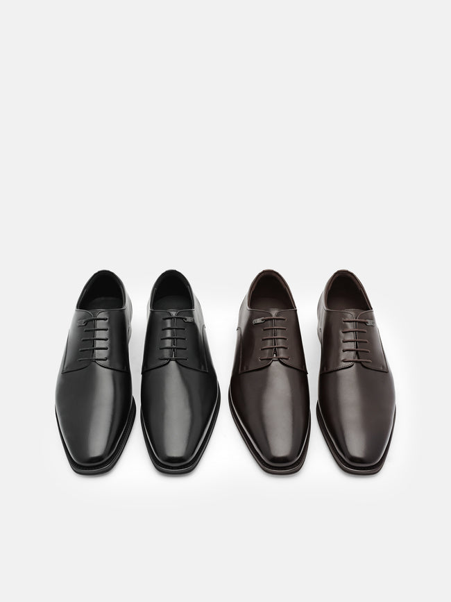 PEDRO Leather Derby Shoes- Black