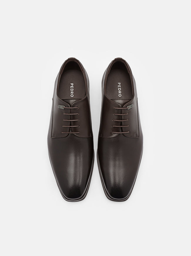 PEDRO Leather Derby Shoes- Dark Brown