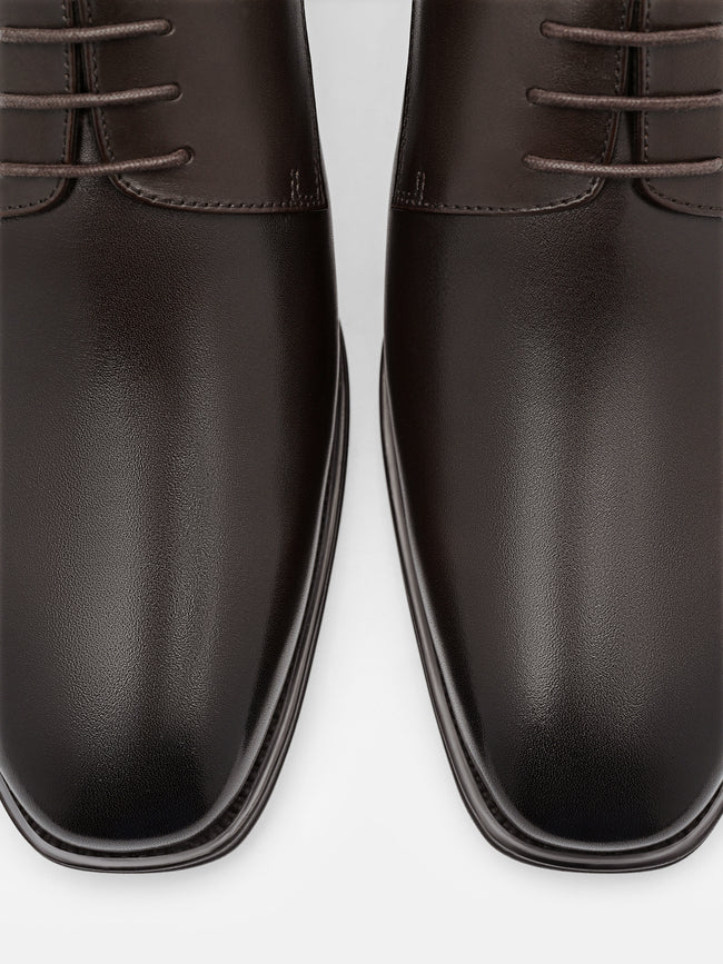 PEDRO Leather Derby Shoes- Dark Brown