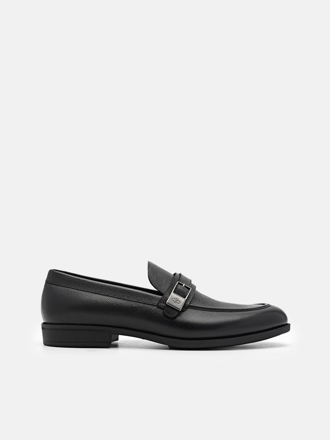 PEDRO Altitude Embossed Leather Loafers - Black