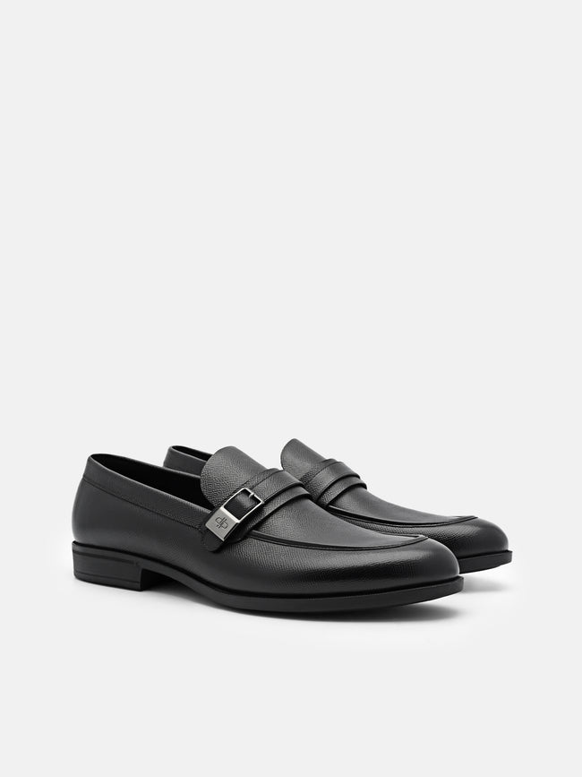 PEDRO Altitude Embossed Leather Loafers - Black
