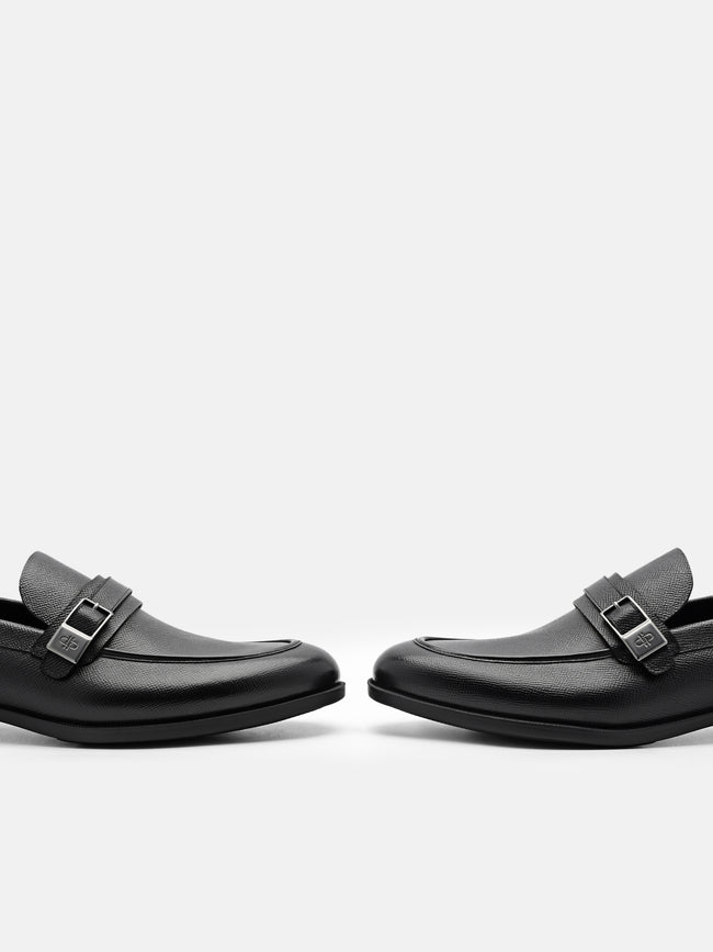 PEDRO Altitude Embossed Leather Loafers - Black