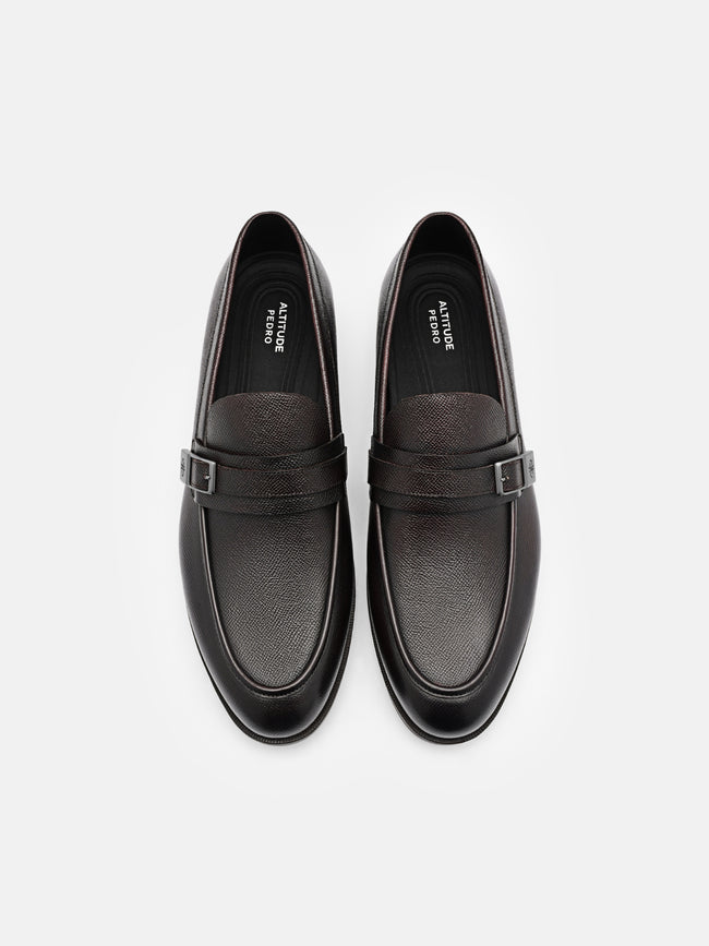 PEDRO Altitude Embossed Leather Loafers -Dark Brown