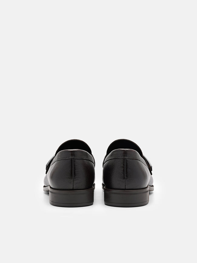 PEDRO Altitude Embossed Leather Loafers -Dark Brown