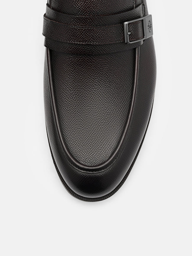 PEDRO Altitude Embossed Leather Loafers -Dark Brown