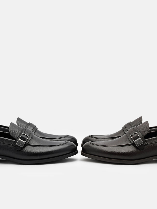 PEDRO Altitude Embossed Leather Loafers -Dark Brown