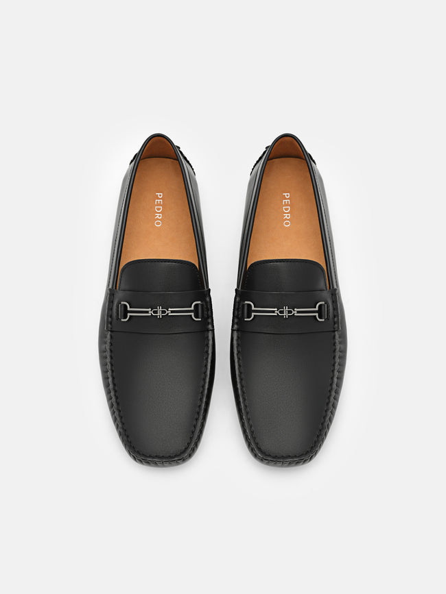 PEDRO Alistair Leather Horsebit Driving Shoes- Black