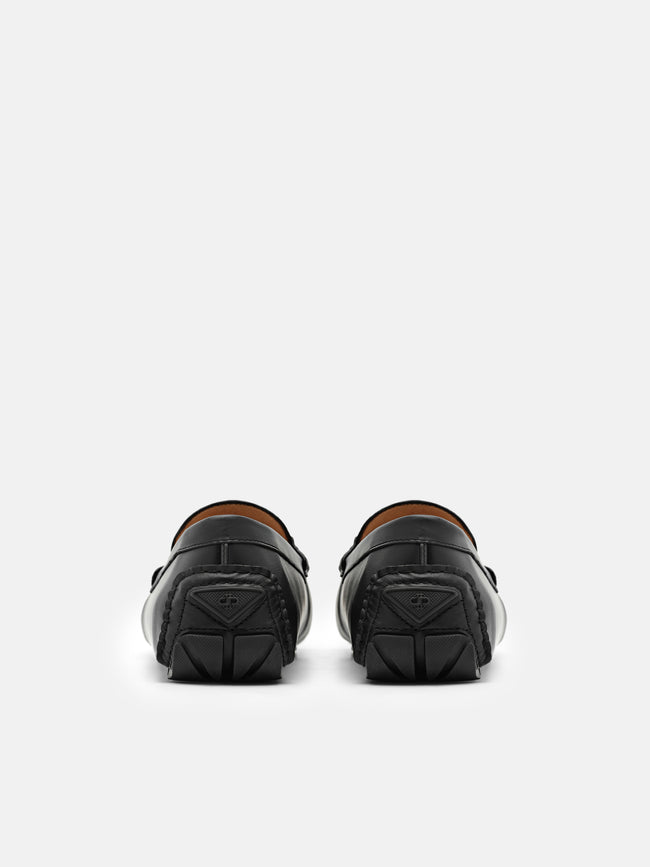 PEDRO Alistair Leather Horsebit Driving Shoes- Black