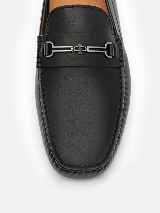 PEDRO Alistair Leather Horsebit Driving Shoes- Black