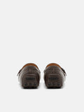 PEDRO Embossed Leather Driving Shoes - Dark brown