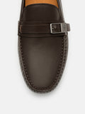 PEDRO Embossed Leather Driving Shoes - Dark brown