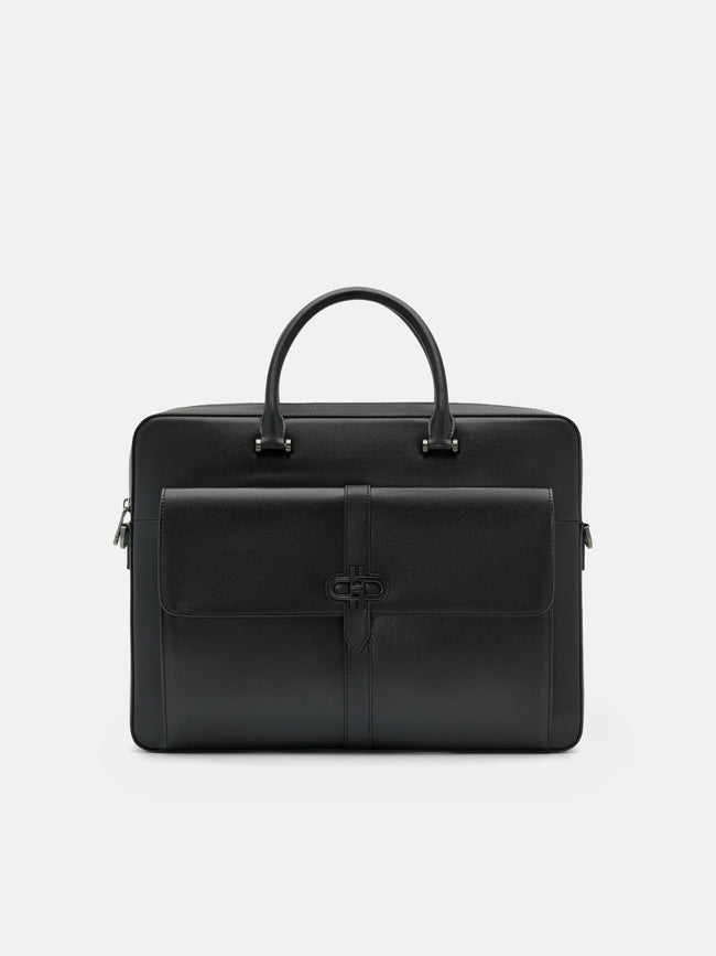PEDRO Saffiano Leather Briefcase- Black
