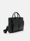 PEDRO Saffiano Leather Briefcase- Black
