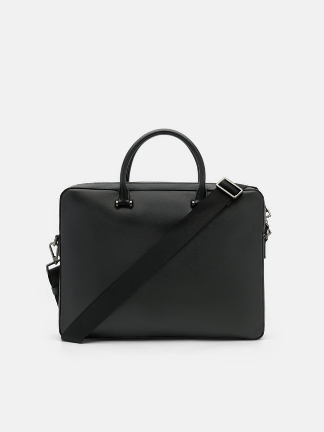 PEDRO Saffiano Leather Briefcase- Black