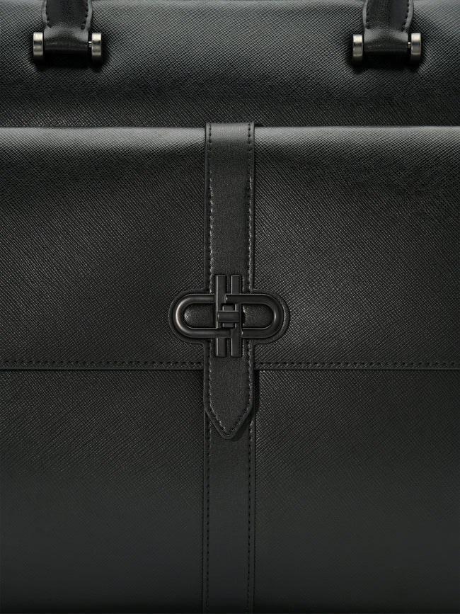PEDRO Saffiano Leather Briefcase- Black
