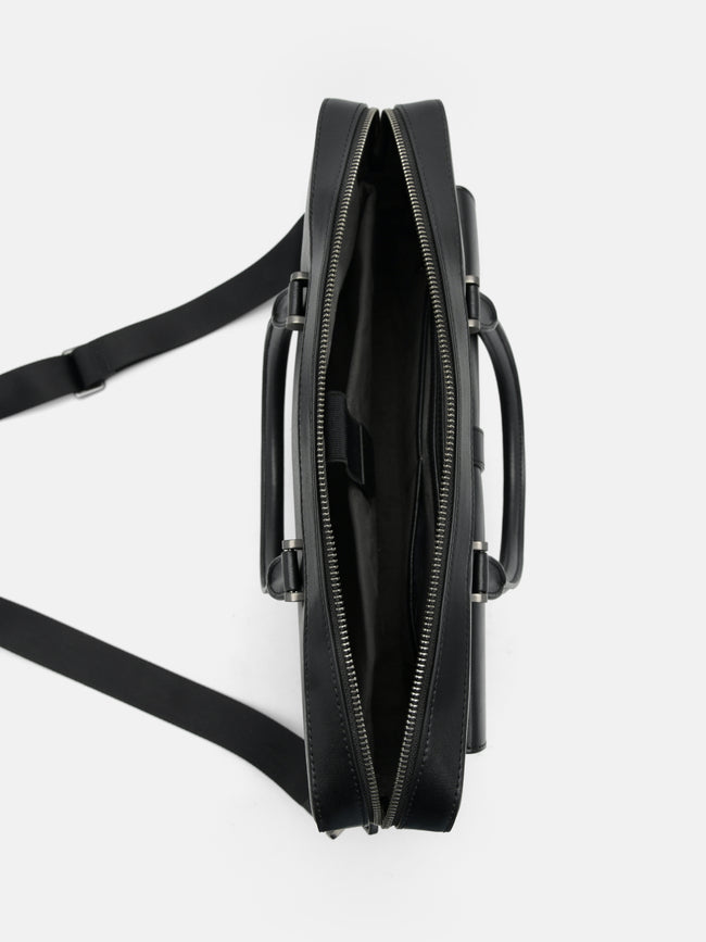PEDRO Saffiano Leather Briefcase- Black