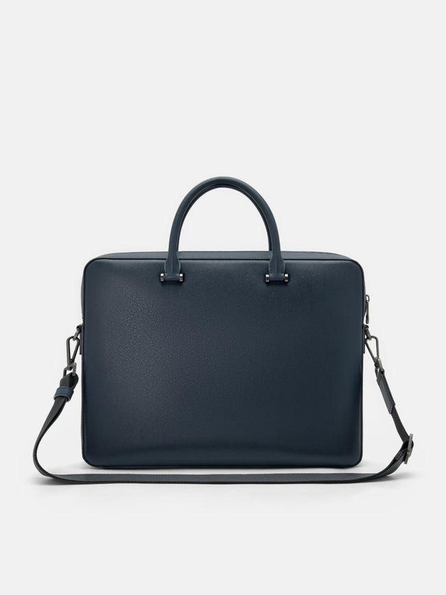 PEDRO Saffiano Leather Briefcase- Navy