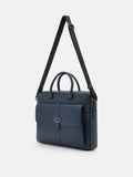 PEDRO Saffiano Leather Briefcase- Navy
