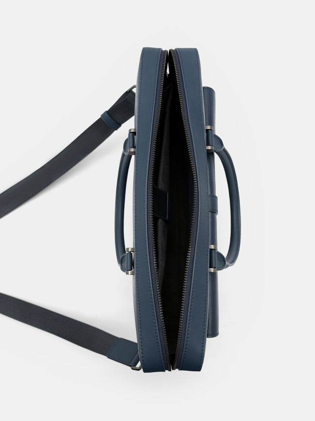 PEDRO Saffiano Leather Briefcase- Navy