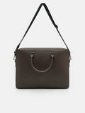 PEDRO Saffiano Leather Briefcase- Dark Brown