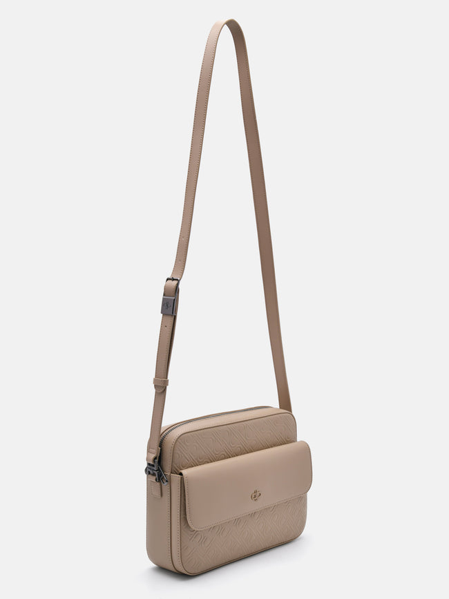 PEDRO Leather Crossbody Bag- Sand