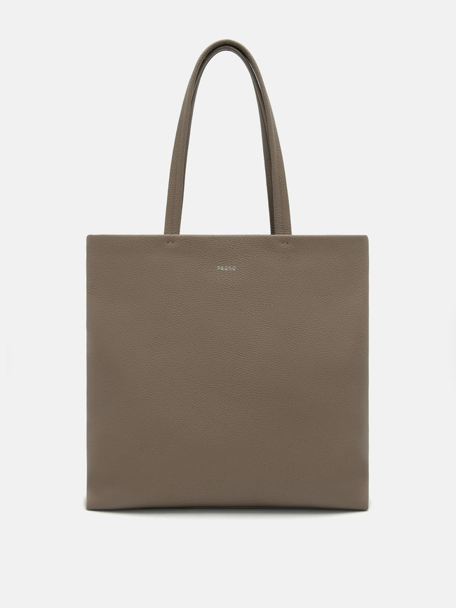 PEDRO Asher Leather Tote Bag- Dark Taupe