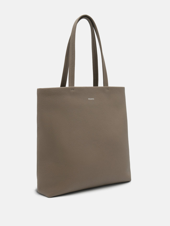 PEDRO Asher Leather Tote Bag- Dark Taupe