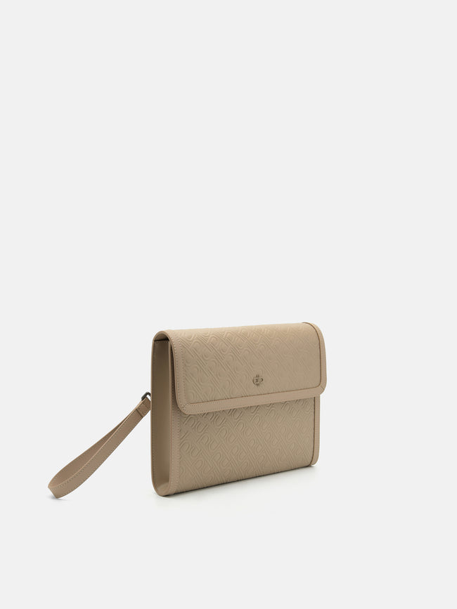 Pedro Leather Clutch Bag- Sand