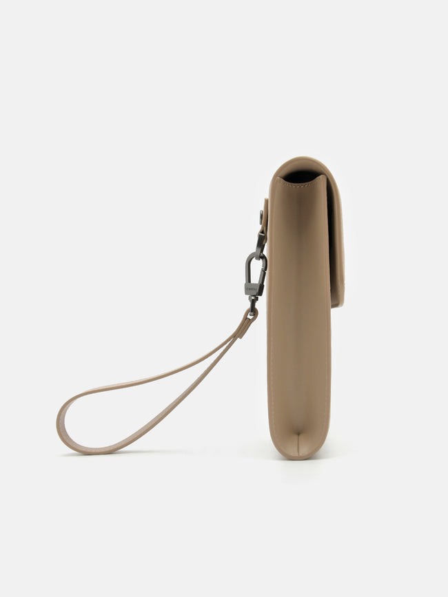 Pedro Leather Clutch Bag- Sand