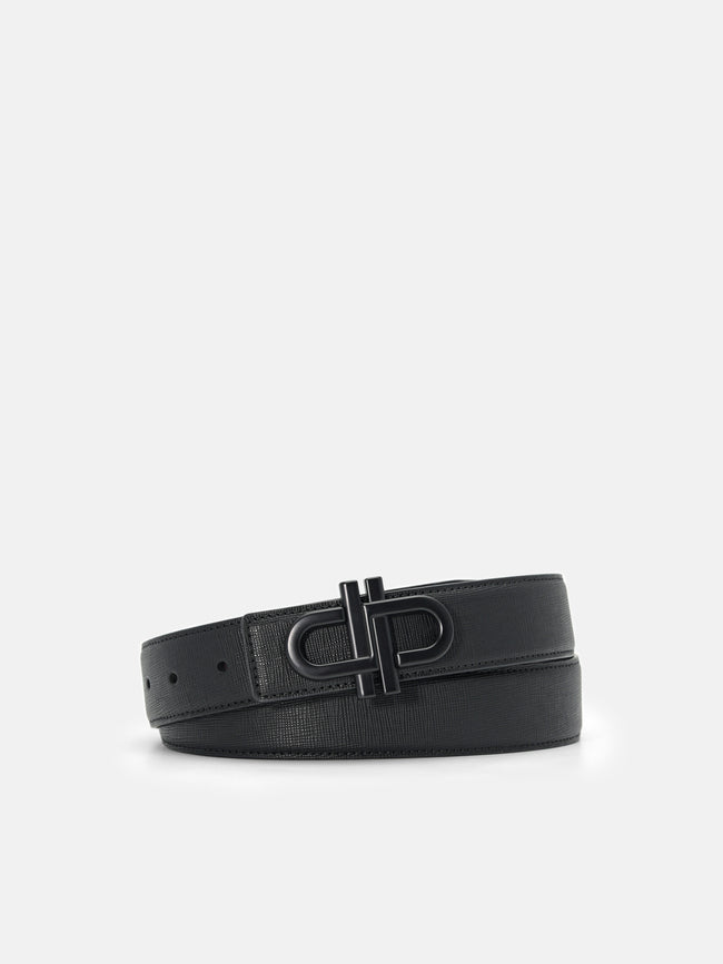 PEDRO Saffiano Leather Reversible Tang Belt- Black