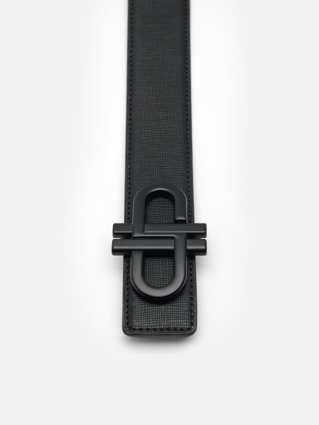 PEDRO Saffiano Leather Reversible Tang Belt- Black